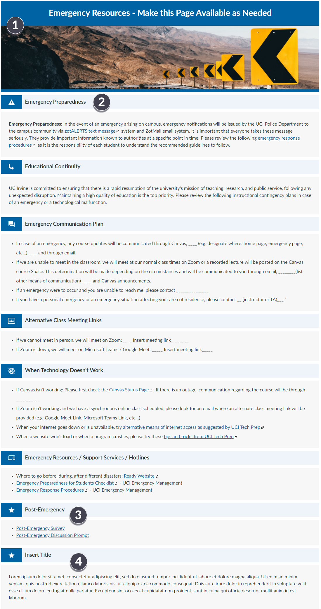 Emergency Resources Page